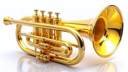 Naklejka premium Vibrant Golden Yellow Cornet on Pristine White Background - Stock Photo