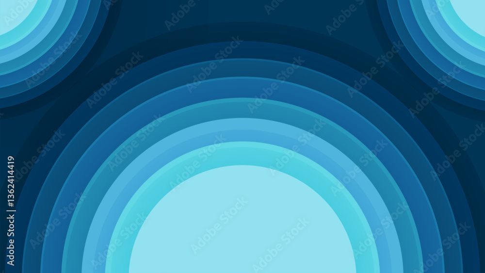 Poster multi colored blue circle papercut with overlap layers background
