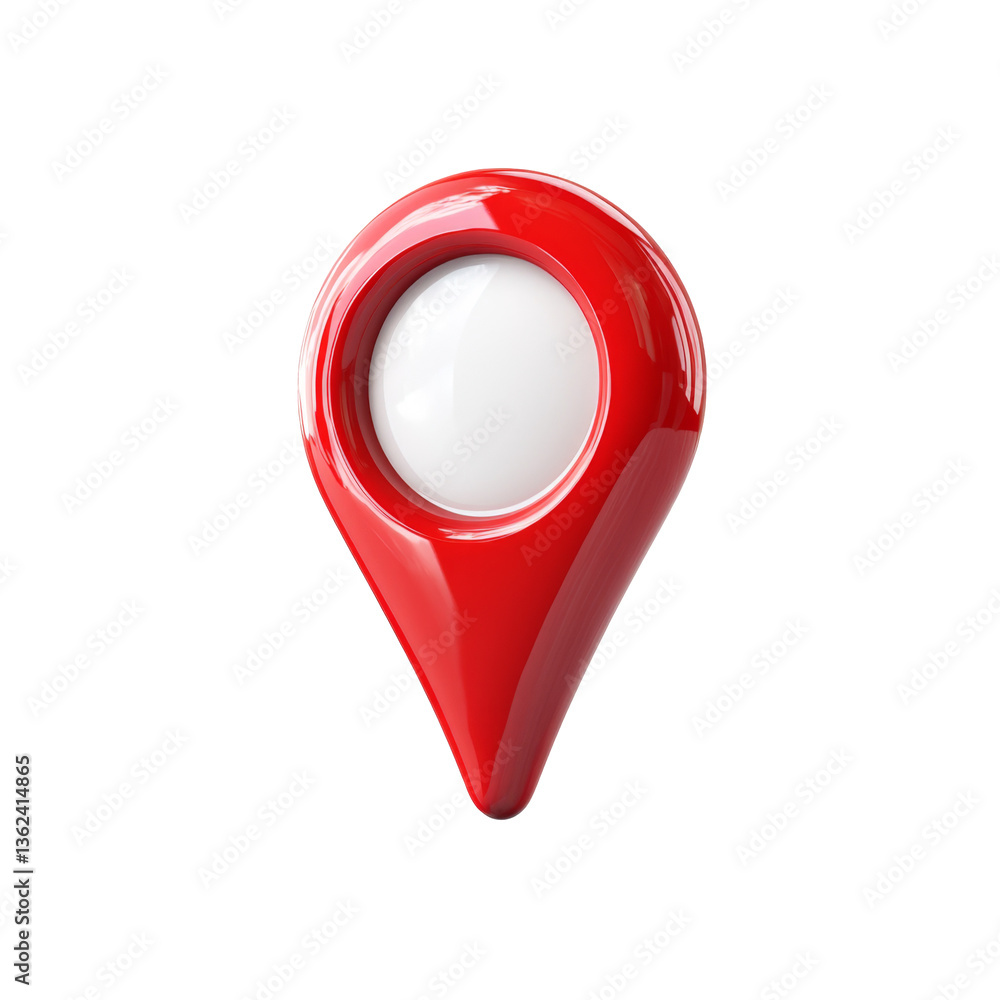 Aufkleber red location pin shaped as pointer marker icon design for map navigation