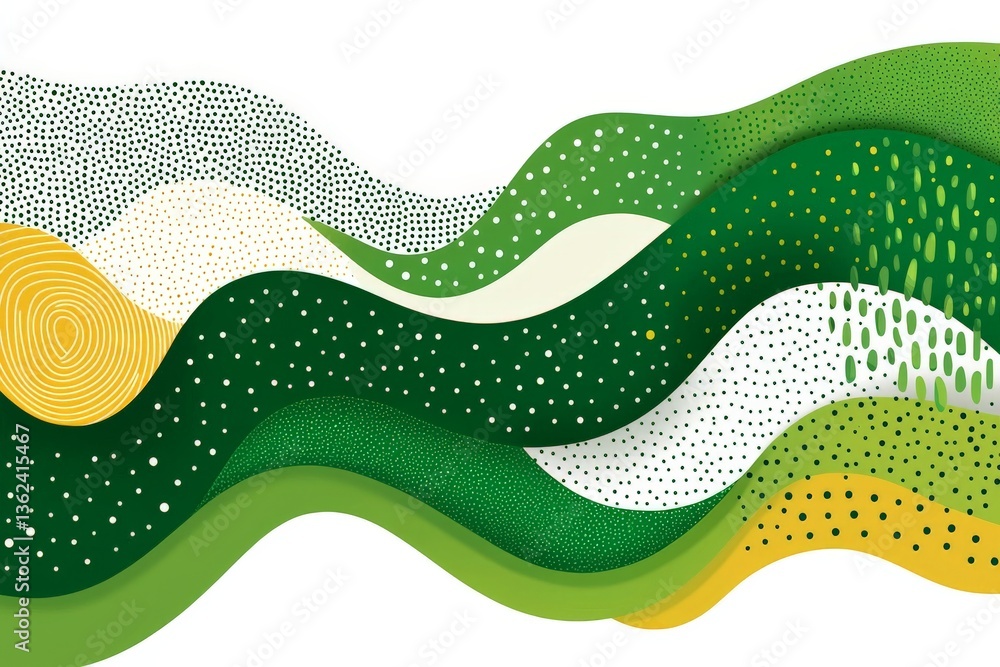 Poster green yellow abstract wave ribbon pattern symbolizing eco technology and sustainable network systems