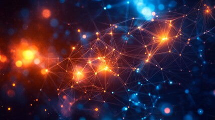 A digital abstraction of neural connections, with glowing nodes and intricate paths on a vibrant, colorful background 