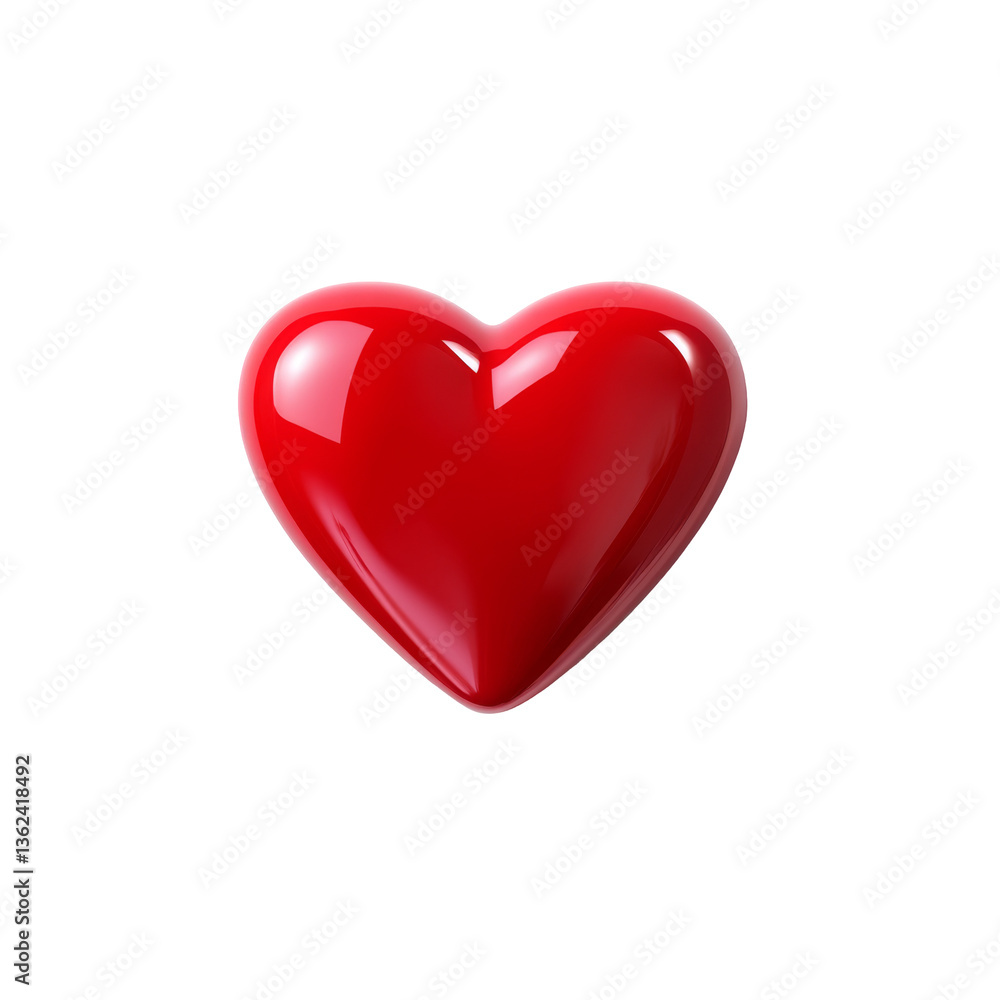 Poster shiny red heart symbolizing love and passion with a glossy surface and smooth texture
