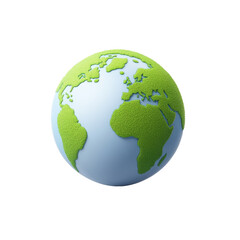 Green planet earth with blue oceans and land masses shaped by nature