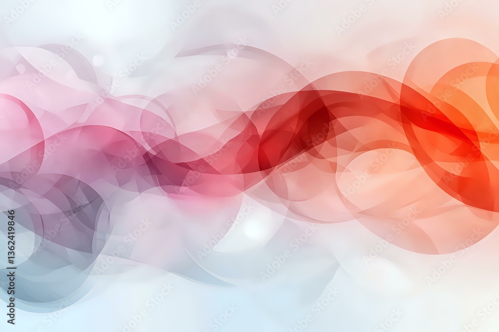 Aufkleber soft flowing abstract waves in pink, red and blue gradient colors create dynamic motion effect on wh