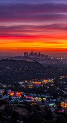 Fototapeta premium Urban Scene with Glowing Lights at Twilight