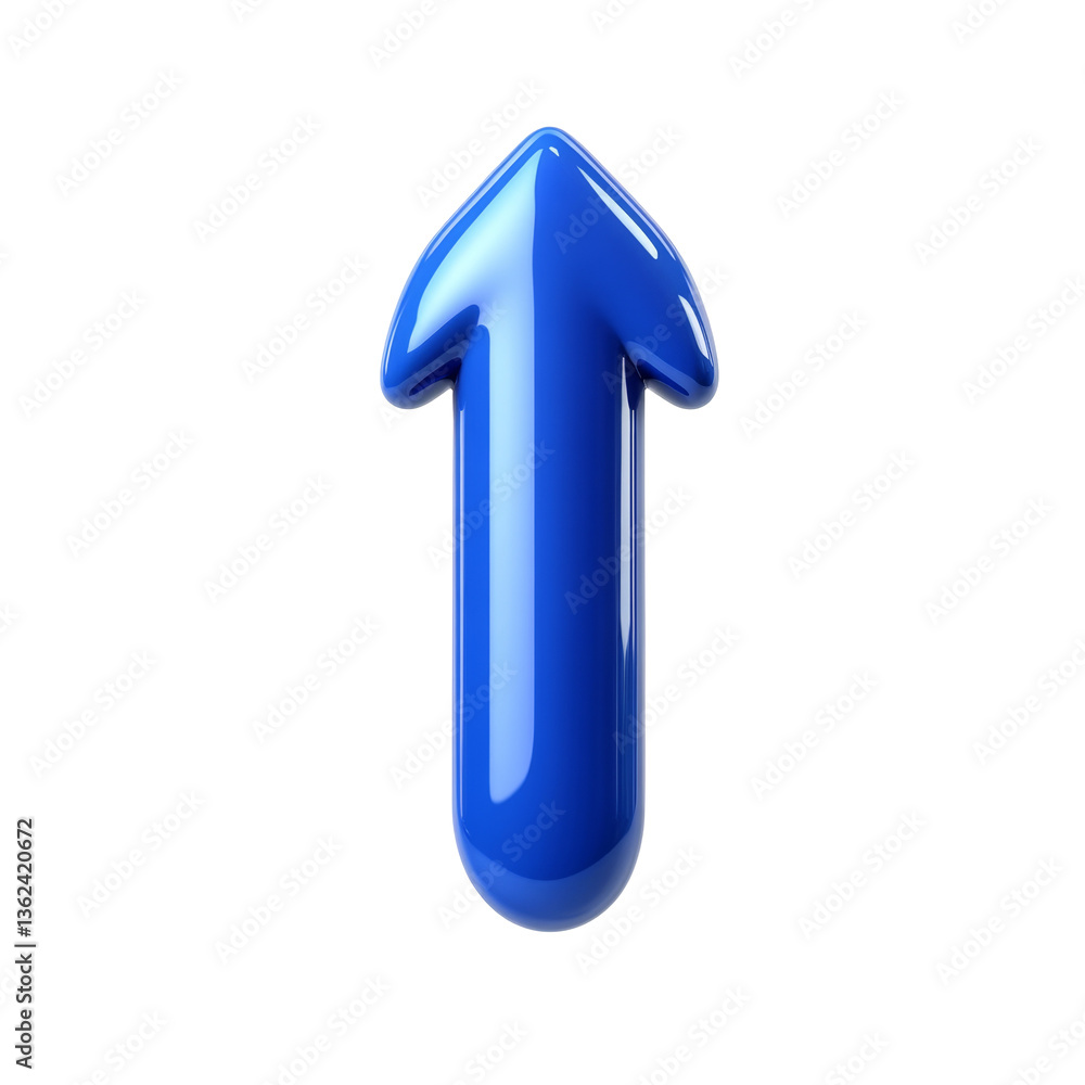 Aufkleber shiny blue arrow pointing upwards with smooth and glossy 3d appearance
