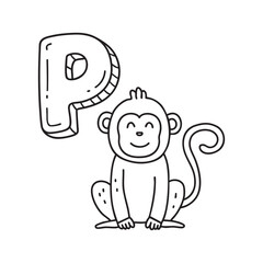 Naklejka premium An illustration of letter P stand for primate