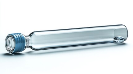 Empty Glass Vial with Blue Cap: Sterile Medical Container