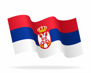Serbian flag wavy background layout. Vector illustration.