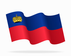 Liechtenstein flag wavy background layout. Vector illustration.