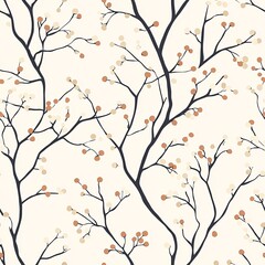 Fototapeta premium Serene Harmony of Soft Curved Branches with Buds