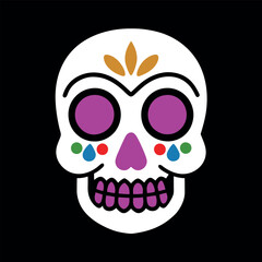 Sugar Skull Vector Illustration – Perfect for T-Shirts, Tattoos, Day of the Dead Decor, Marketing Campaigns, Merchandise Designs, Event Invitations, Social Media Graphics, Home Decor, and Gift Items