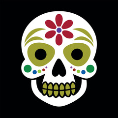Sugar Skull Vector Illustration – Perfect for T-Shirts, Tattoos, Day of the Dead Decor, Marketing Campaigns, Merchandise Designs, Event Invitations, Social Media Graphics, Home Decor, and Gift Items