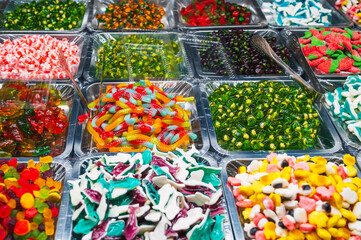 Colorful candies, jelly and marmalade background