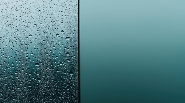 Close-up of a window with water droplets on it. the droplets are scattered across the glass, creating a textured pattern. - Powered by Adobe