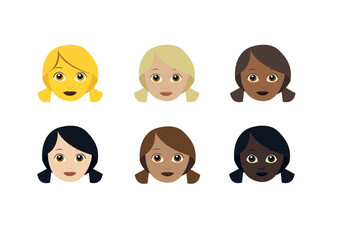 girl women woman girls female head pigtails cute person face illustration emoji