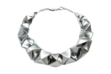 A radiant silver necklace mirroring modern elegance the embodiment of style a chic statement piece against a stark black backdrop studio lighting focus