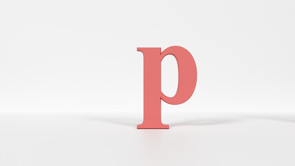8K 3D Lowercase Letter p – High-Resolution Alphabet Flash Card and Typography Render