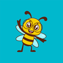 Cute bee cartoon icon illustration	