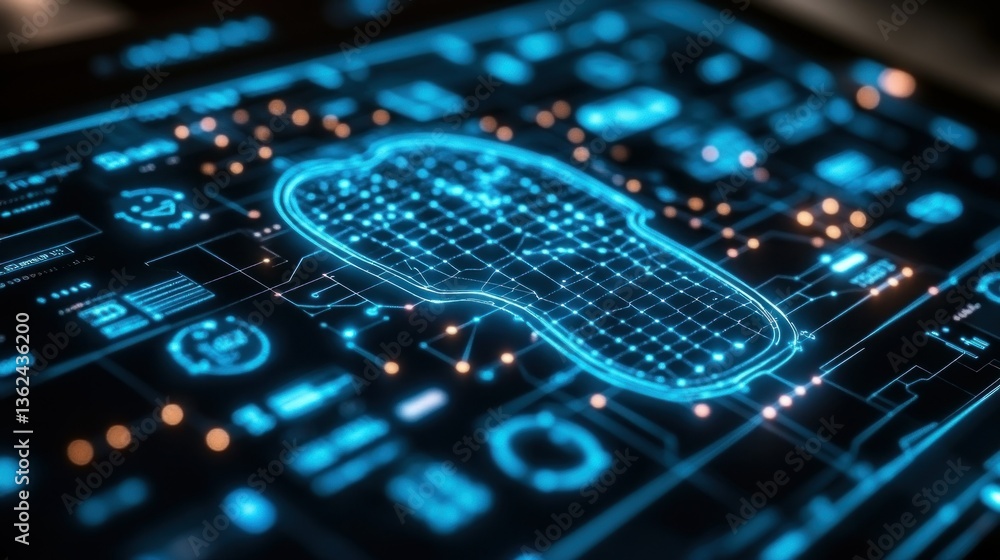 Poster futuristic fingerprint biometric scan: digital identity verification system