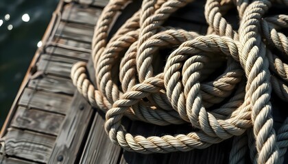 Obraz premium a close up of a rope on a boat