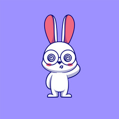 Cute dizzy bunny cartoon icon illustration	
