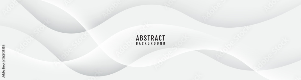Aufkleber 3d white geometric abstract background overlap layer on bright space with waves effect decoration. m