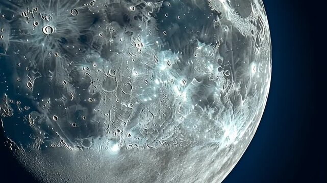 Close-up view of the moon's surface showcasing craters and texture