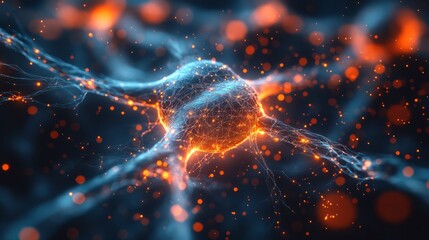 Obraz premium Neural connections created from bright, glowing lines, intertwining in a smooth, abstract background of soft textures