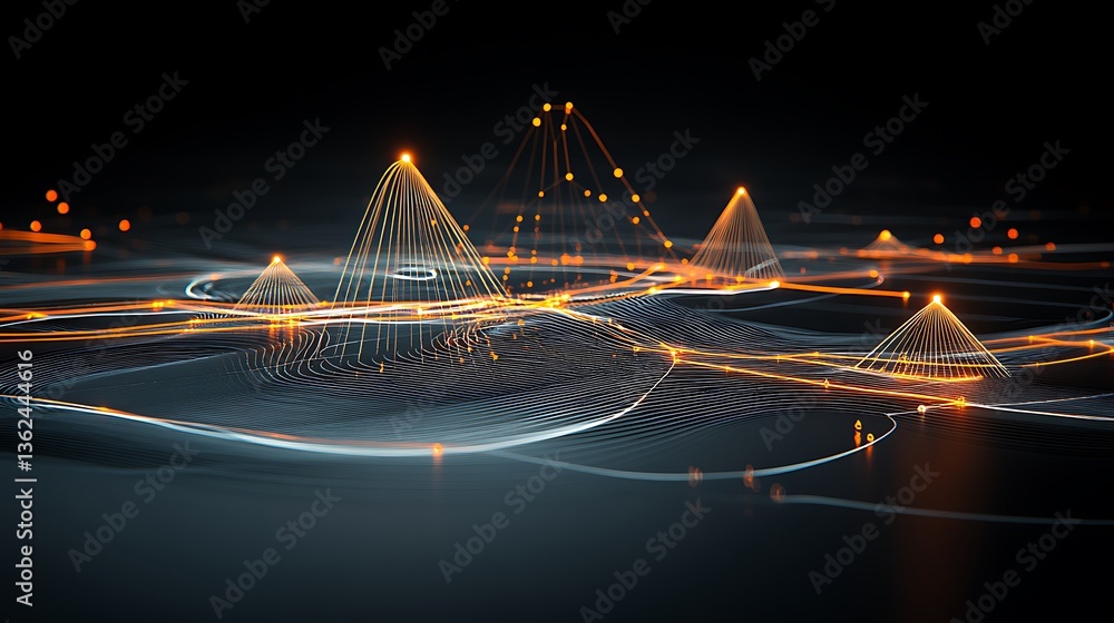 Poster abstract visualization of data flow and connected information networks