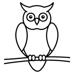 A wise owl with big eyes, perched on a branch