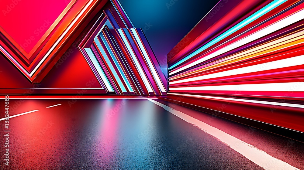 Poster abstract geometric shapes and lines create a futuristic visual effect
