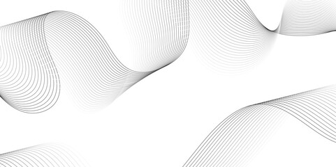 Fototapeta premium White wave curve lines banner background design. Abstract soft wave lines dynamic flowing gray light isolated background. Vector Illustration of the gray pattern of lines. Black stripes on white .