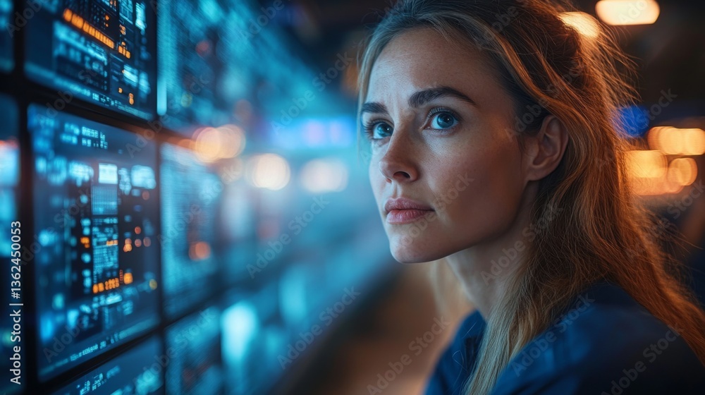 Aufkleber A professional observes various data displays while monitoring logistics and mobility systems, ensuring security and efficiency during an active checkpoint inspection process.