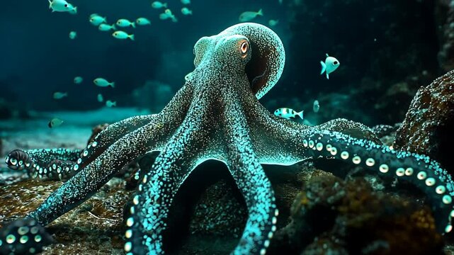 An Octopus in its Underwater Habitat Reveals the Wonders of Ocean Life
