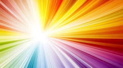 Obraz premium Vibrant Rainbow Burst Abstract Background, Colorful Rays, Light Speed, Energy Beam, Spectrum, Dynamic, Bright, Sunburst Design