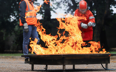 corporate safety - exercise during a firefighting course
