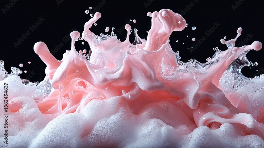 Poster a splash of pink paint is splattered across a black background