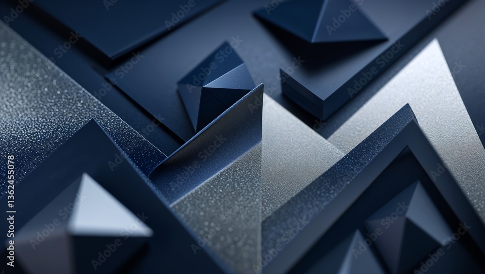 Poster textured geometric shapes create a dynamic visual composition in dark tones