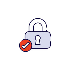 Check Lock icon design with white background stock illustration