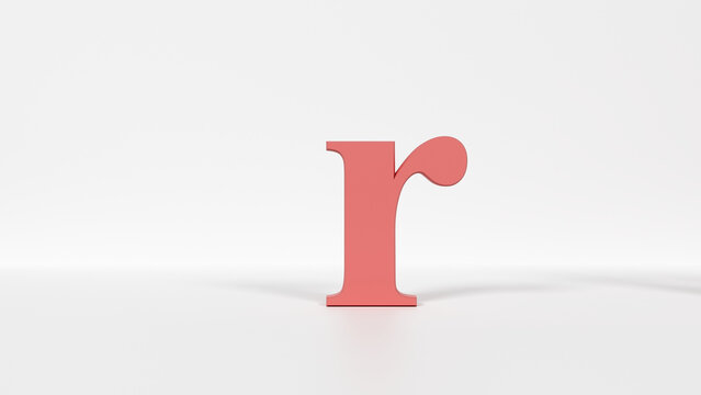 8K 3D Lowercase Letter r &ndash; High-Resolution Alphabet Flash Card and Typography Render
