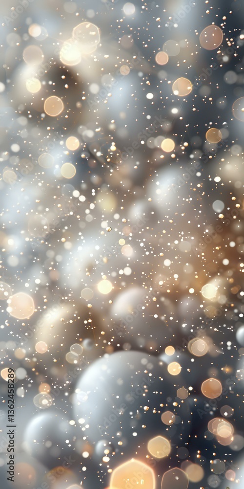 Aufkleber magical glowing bokeh lights on blurred background with sparkles and snow particles creating dreamy 