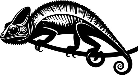 the silhouette of a chameleon