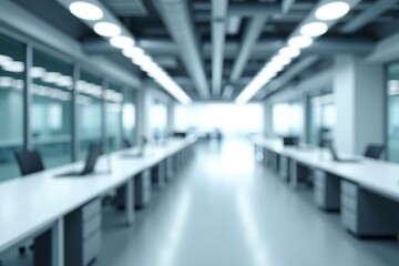 Fototapeta premium Abstract Blurred Business Office Interior with Modern Furniture and Glass Walls