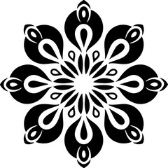 black and white floral  mandala