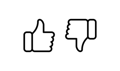 Like and dislike signs. Thumbs up and thumbs down. Flat style