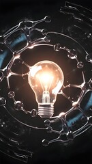 Stylized Light Bulb in a Circular Geometric Pattern