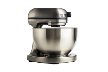 The gleaming stainless steel stand mixer promising culinary adventures ready to whip up delicious desserts against a stark black backdrop precision focus.
