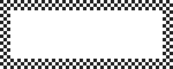 Black and white checkerboard frame isolated on transparent background vector illustration.