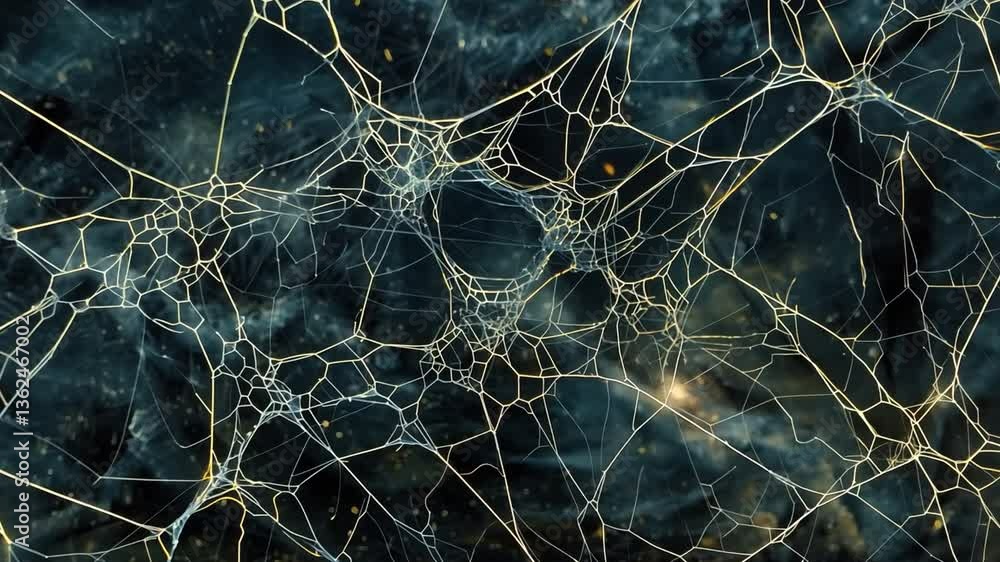 Poster delicate web structures create intricate patterns against dark background, showcasing mesmerizing ne